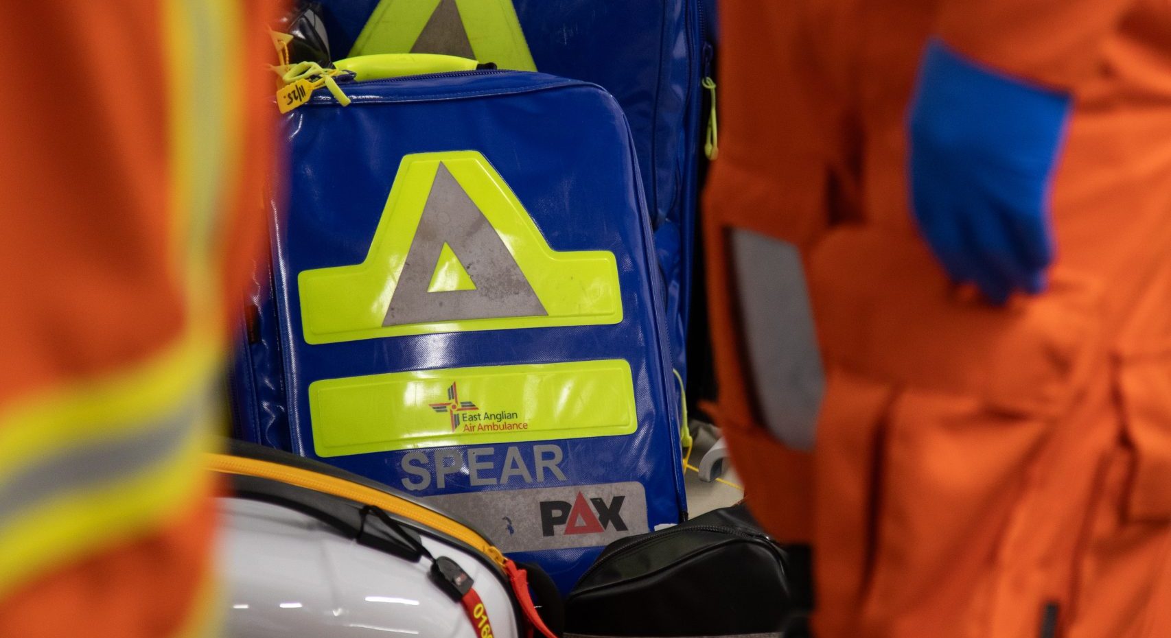 SPEAR bag next to lucas device and zoll monitor