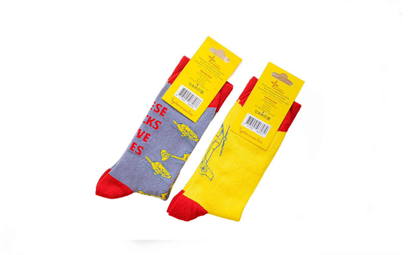 Grey yellow socks back